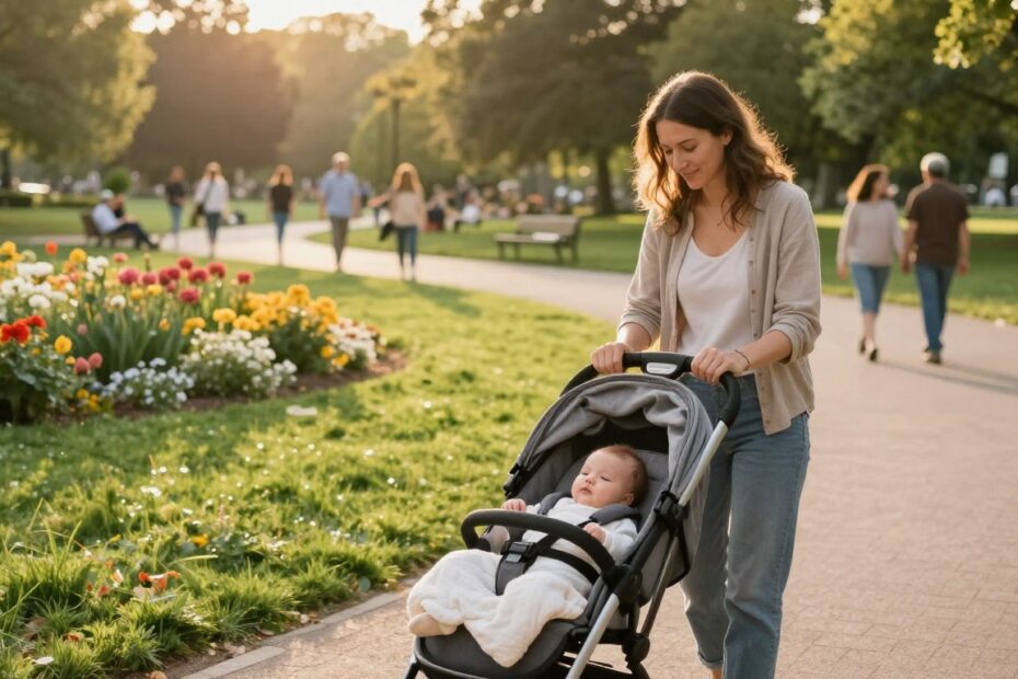 Spacer z noworodkiem